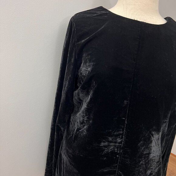 NEW Free People Black Velvet Open Back Chelsea Long Sleeve Mini Dress Sz L - Picture 15 of 16